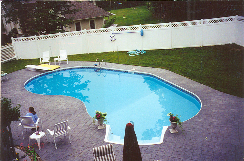 Swimming pool and stamped concrete project example 200